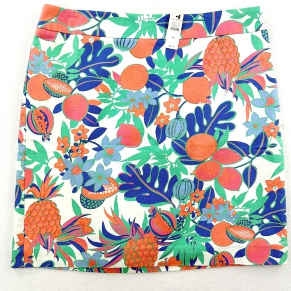Talbots Mini Skirt Size 10 Tropical Floral Fruit Print Women NWT Colorful Bright